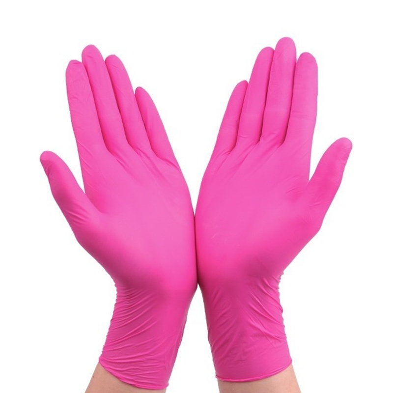 Nitrile Mechanic Glove - Luvas descartáveis de nitrilo rosa e